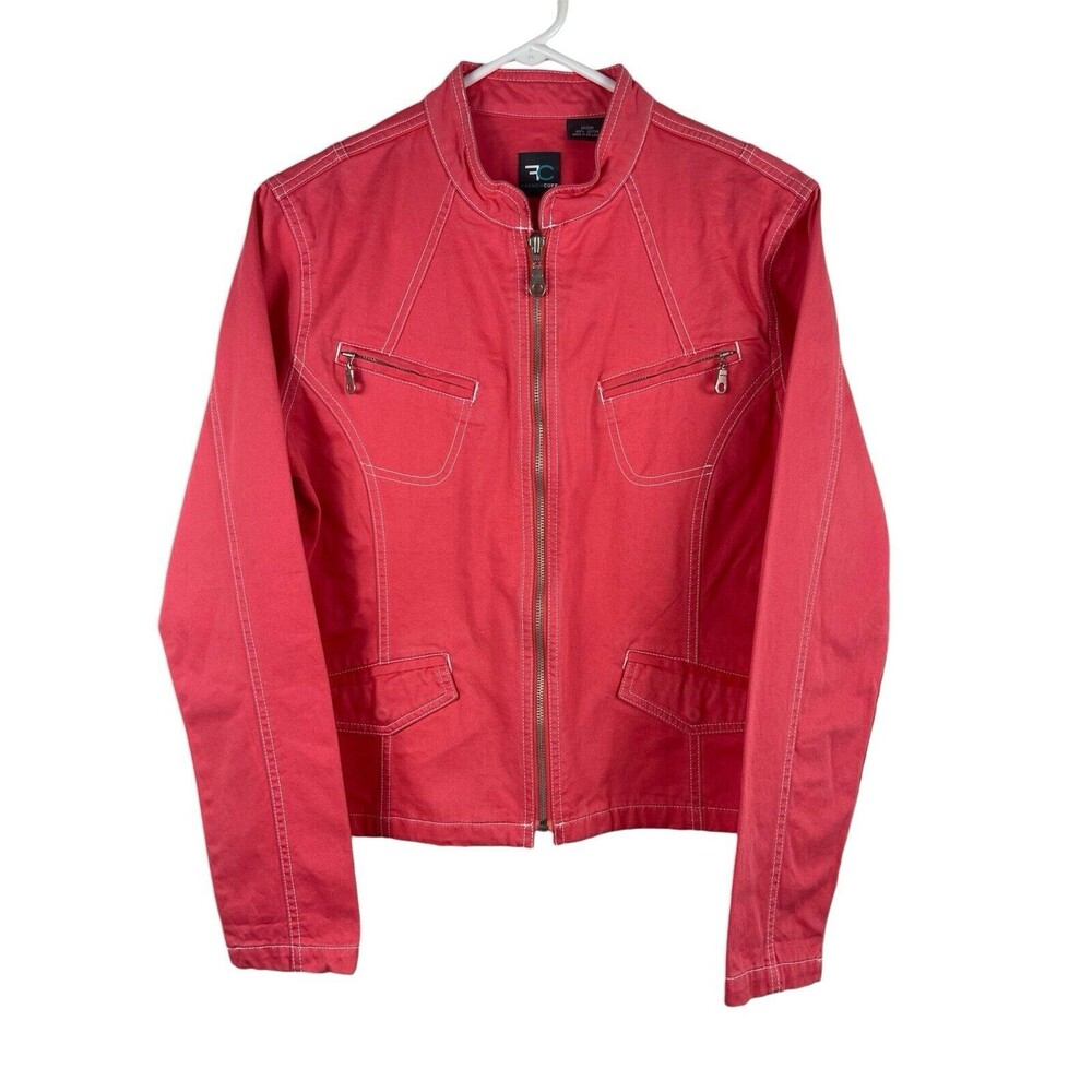 French Cuff Red Jean Jacket